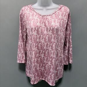 Good Days Only Blouse Women's Pink Floral Popover 3/4 Bell Sleeve Casual Top S